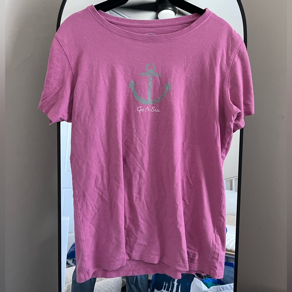 Life is Good Pink Anchor T-Shirt